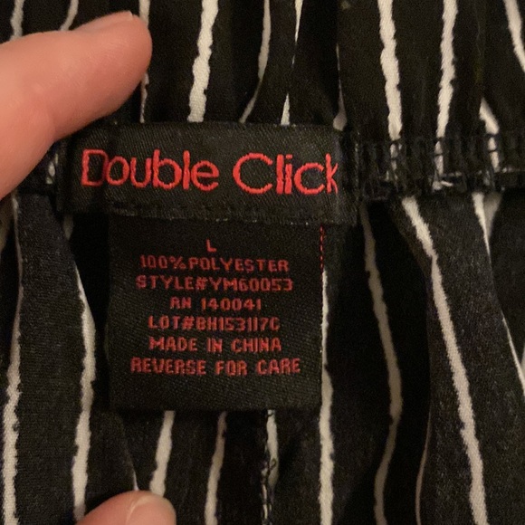 Flowy Wide-Leg Polyester Pants with Vertical Stripes - Picture 3 of 4